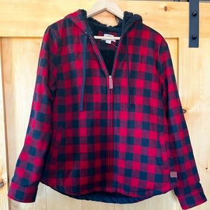 LL Bean Buffalo Plaid Sherpa-Lined Jacket